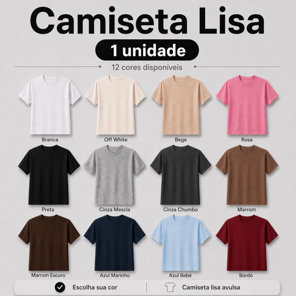 Camiseta Lisa Básica Unissex Manga Curta Casual Essencial Versátil Confortável Para Uso Diário