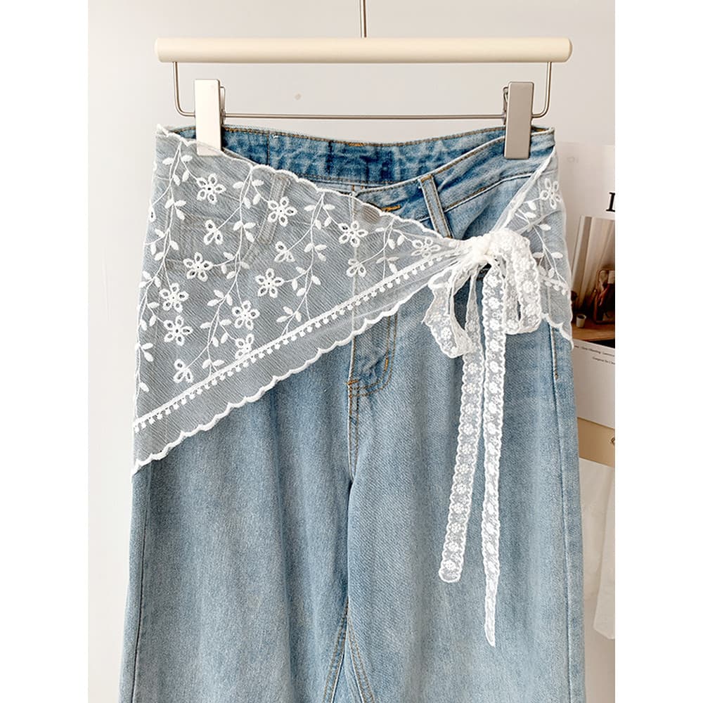 Renda oco saia feminina em camadas gaze saia All-Match coreano saia curta bunda cortina primavera verão triângulo lenço