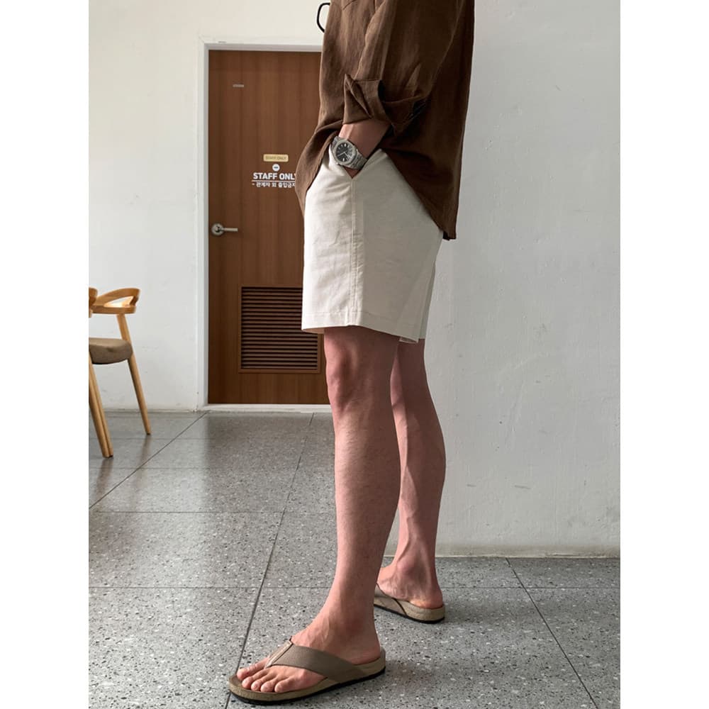 Shorts de linho masculino verão fino calças casuais versão coreana solto na moda algodão linho quarto calças cor sólida
