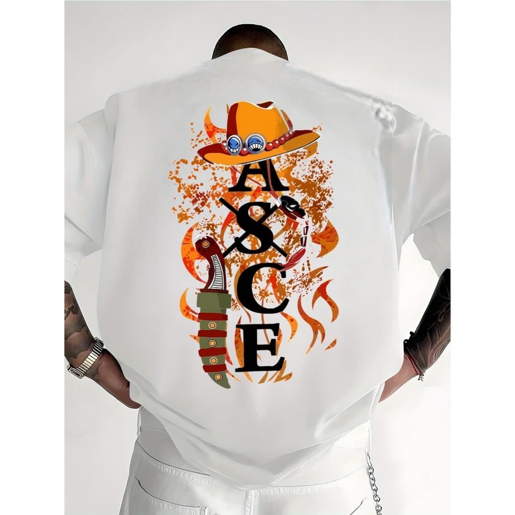 Camiseta ASCE Anime One Piece Camisa Blusa Unissex 100% Algodão Street wear Plus Size Envio Rapido