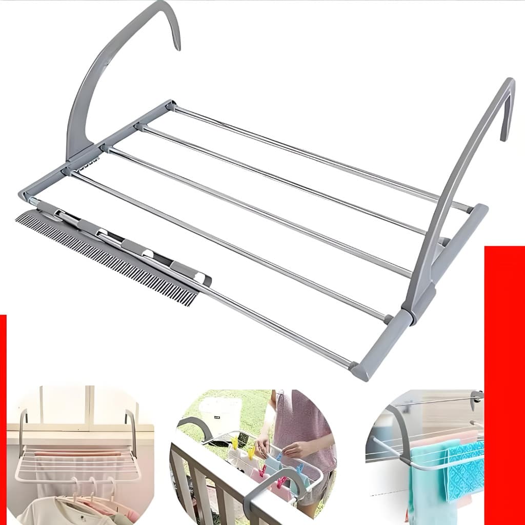 Varal Portátil Apartamento Dobrável de Porta e Janela Seca Roupa