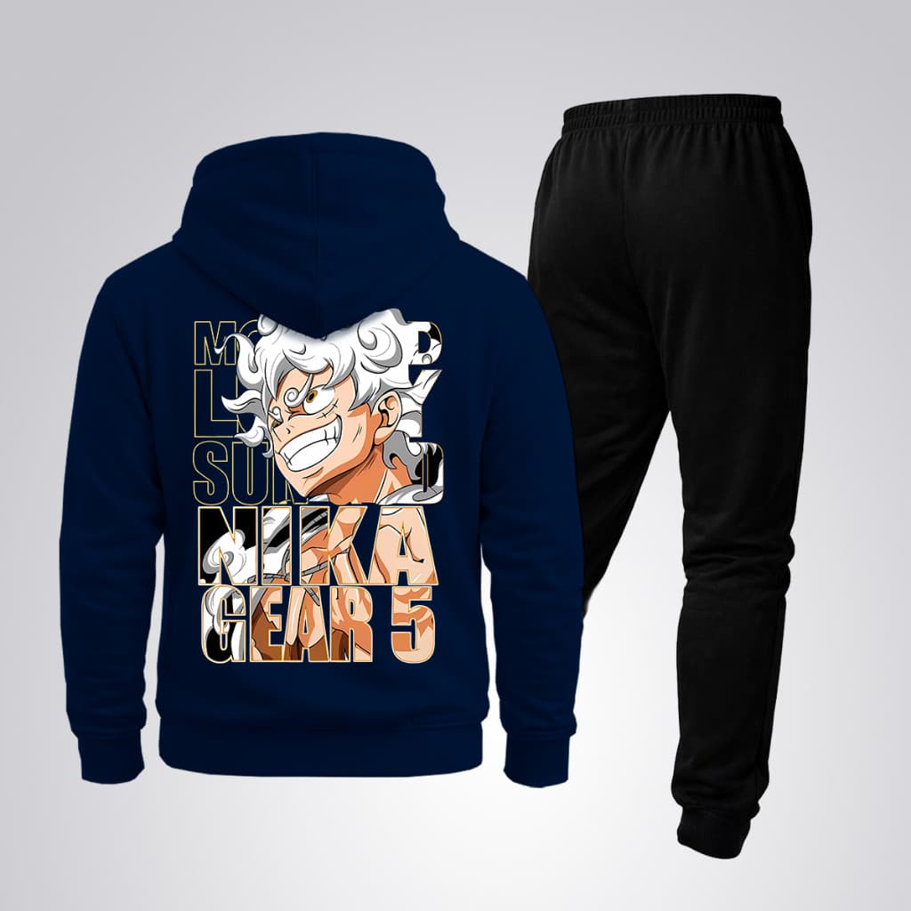 Conjunto Moletom Anime One Piece Personagem Luffy Gear 5 + Calça Jogger Unissex Estilo Casual Otaku