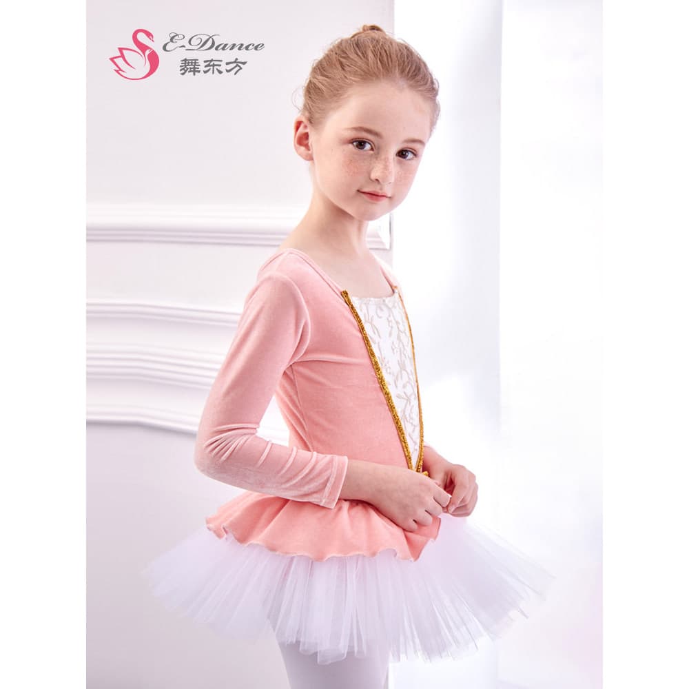 Crianças traje de dança meninas Ballet dança saia meninas outono inverno prática traje de manga comprida crianças dança