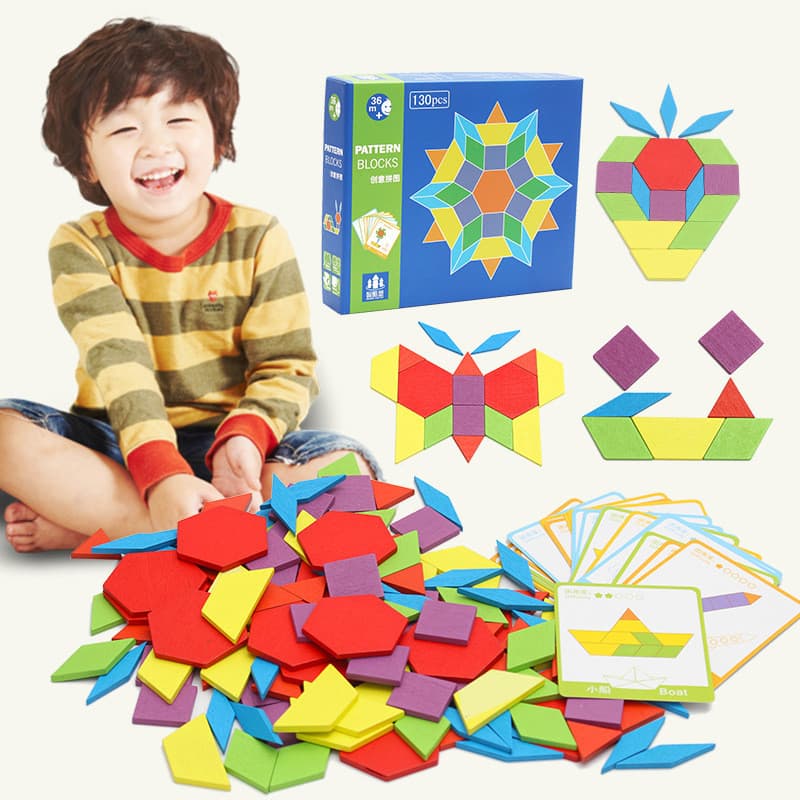 Montessori criativo quebra-cabeça montessori divertido quebra-cabeça Tangram inteligência quebra-cabeça auxiliares de en