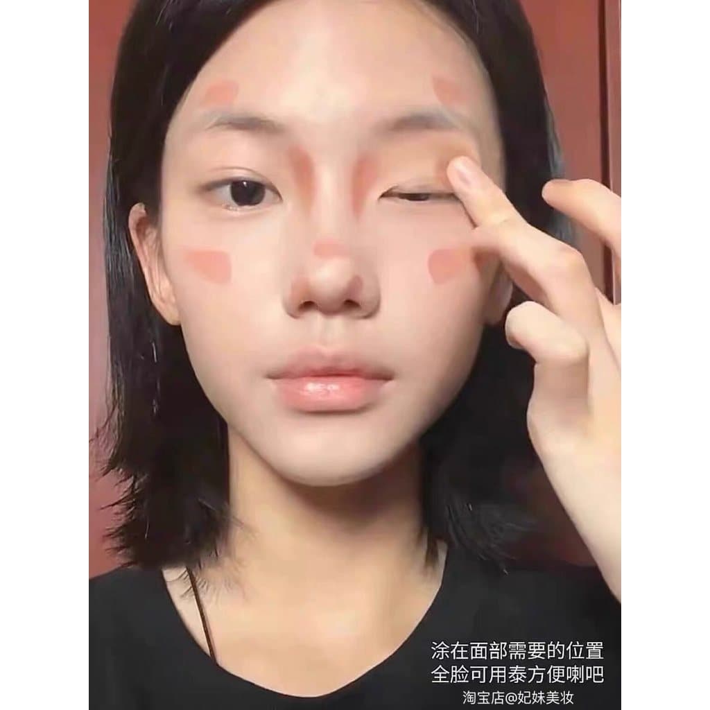 Panten Pêssego Claro!Pó Nude Pseudo-rosto clareamento água fervente sentido solto Blush creme contorno de baixa saturaçã