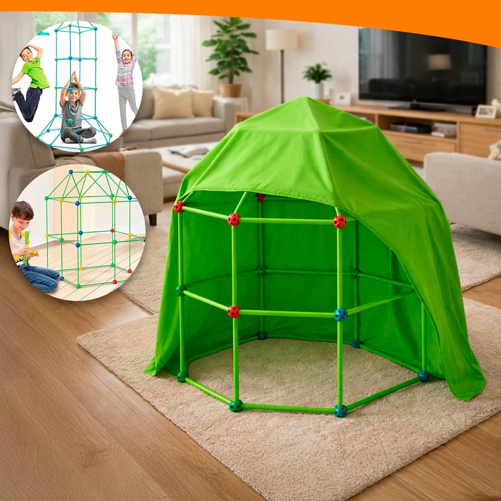 Kit Construção 68 Peças Tubos Conexões Barraca Infantil Castelos Tendas Túneis Brinquedo Criativo