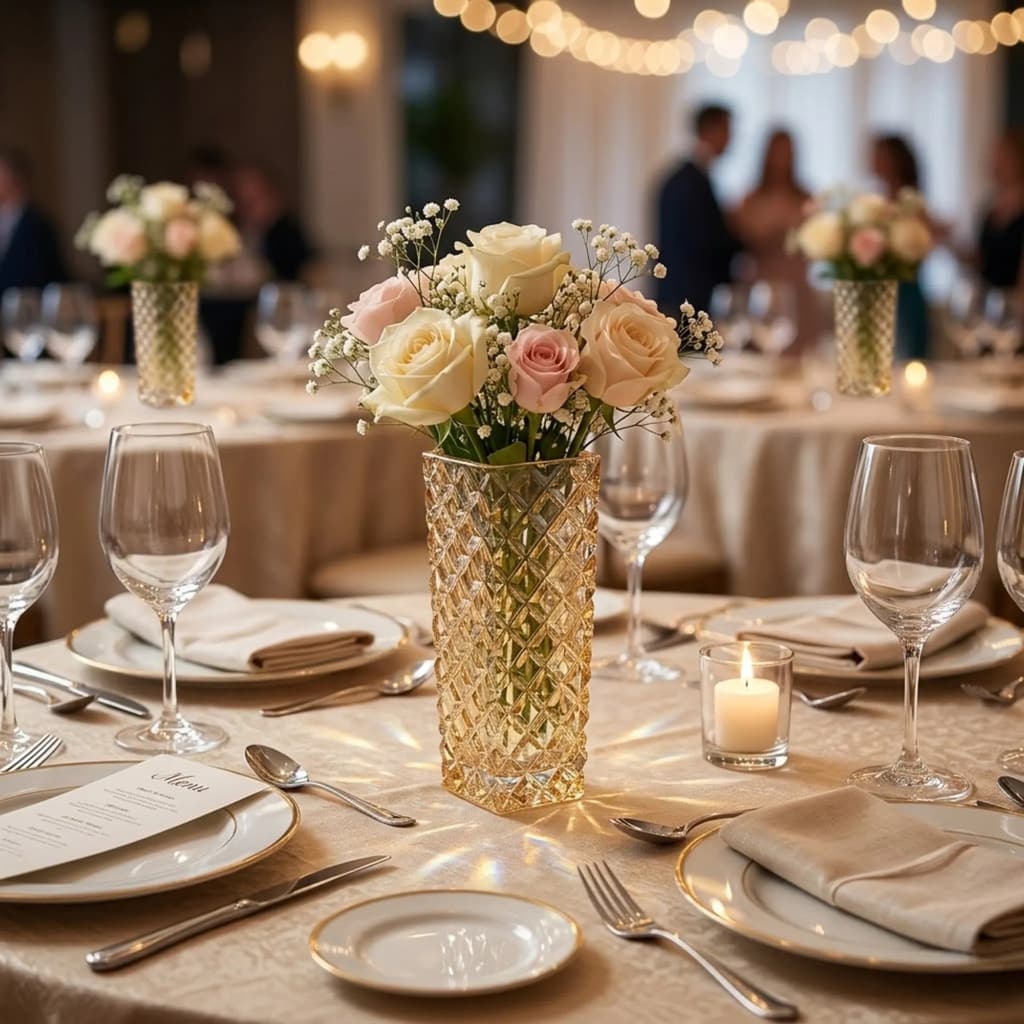 Vaso Vidro Âmbar Decorativo Arranjo Flores Porta Pincéis Maquiagem Centro Mesa Enfeite CHEF D