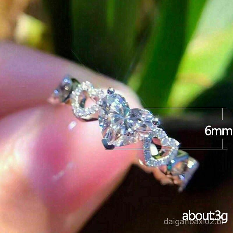 Anel de Casamento Feminino Simples com Coração de Diamante e Cristal, Estilo Japonês e Coreano