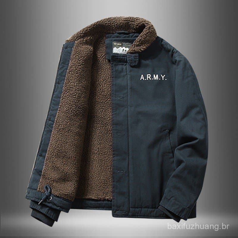 Jaquetas Parka De Lã Casual De Inverno Masculinas , Além De Coleiras Grossas De Veludo , Tamanho Solto , Top De Algodão