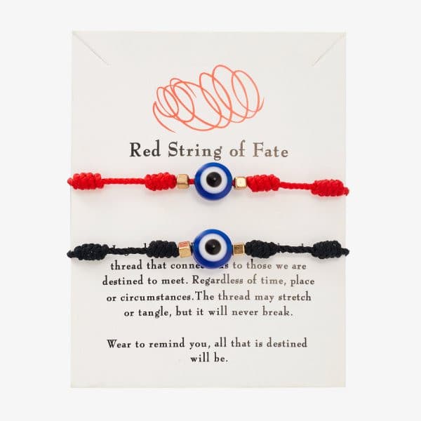 Blessed 2Pcs Pulseira De Olho Maléfico Feminino Corda Vermelha Preta Casal De Amizade Da Sorte Tecelagem Ajustável Bangl
