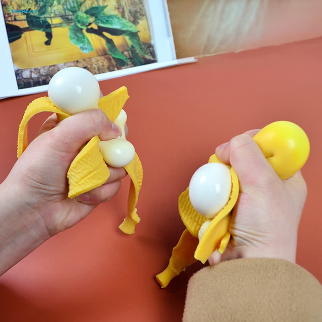 Realistic Peelable Banana Squeeze Toy Soft Tpr Stress Relief Fidget Cute Fruit-shaped Decompression Gadget for Kids Adul