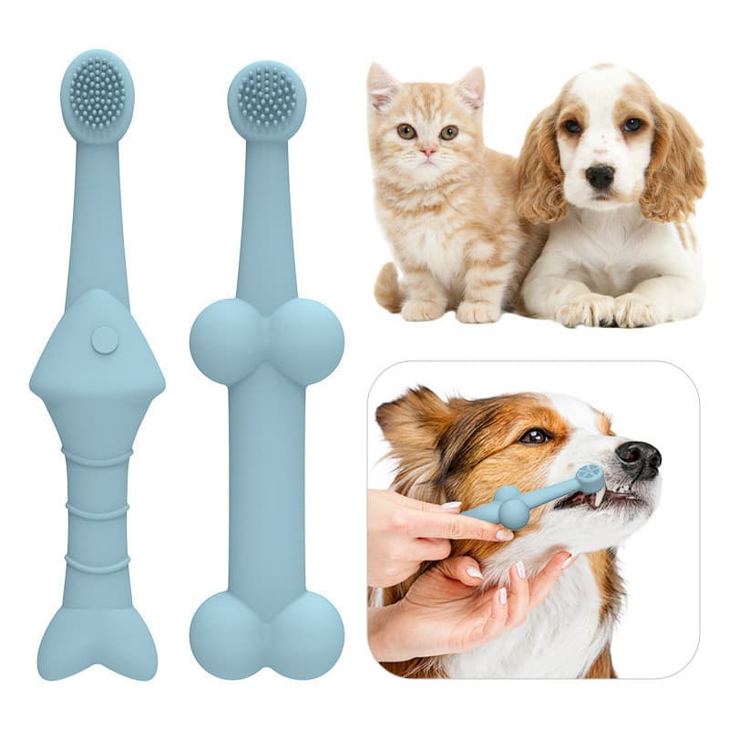 Escova De Dentes Para Pet Silicone Cerdas Macias Para Cães Gatos Coelhos E Hamsters