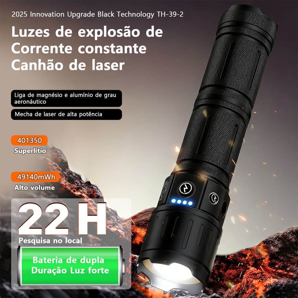 Lanterna mais poderosa forte luz táctica tocha grande luz recarregável tocha de longo alcance TH39 S7