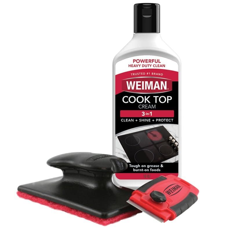 Kit de Limpeza para Fogão, Cooktop e Forno Weiman Glass & Ceramic – Creme de Limpeza para Cozinha, 3 Esponjas de Limpeza