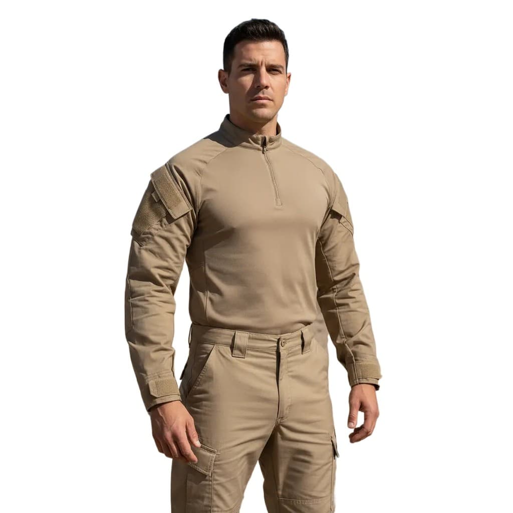 Calça Cargo Tática 6 Bolsos + Combat Shirt Caqui Fardamento