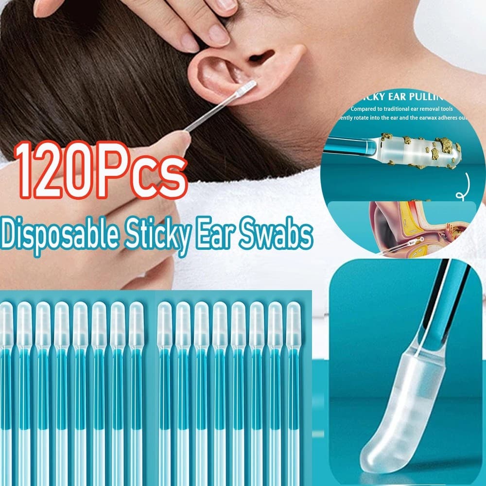Removedor de Cera de Ouvido Pegajoso Descartável Macio Seguro Higiénico Kits 24/48/120 Peças