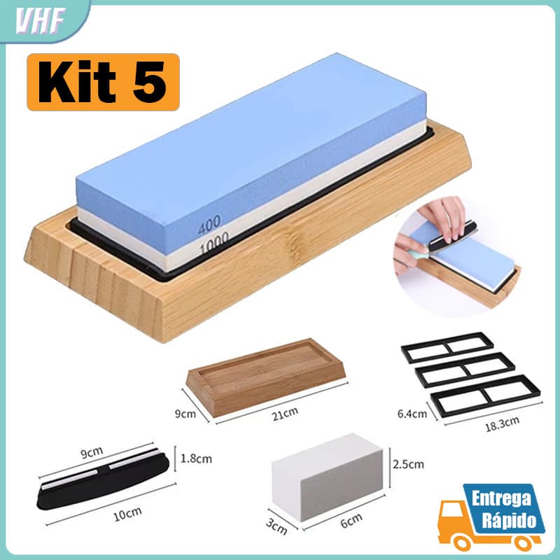 Kit 5 Pedra de Afiar Dupla Face Granulação 400/1000 Para Facas e Utensílios de Cozinha