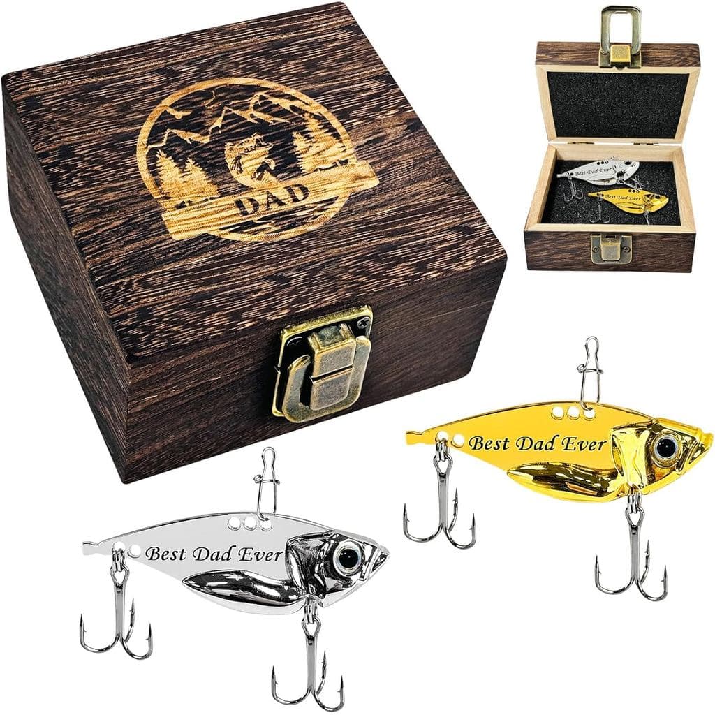 Presentes de Aniversário e Dia dos Pais para Pai e Avô, Conjunto de Equipamentos de Pesca, 2 Iscas de Pesca Metálicas VI