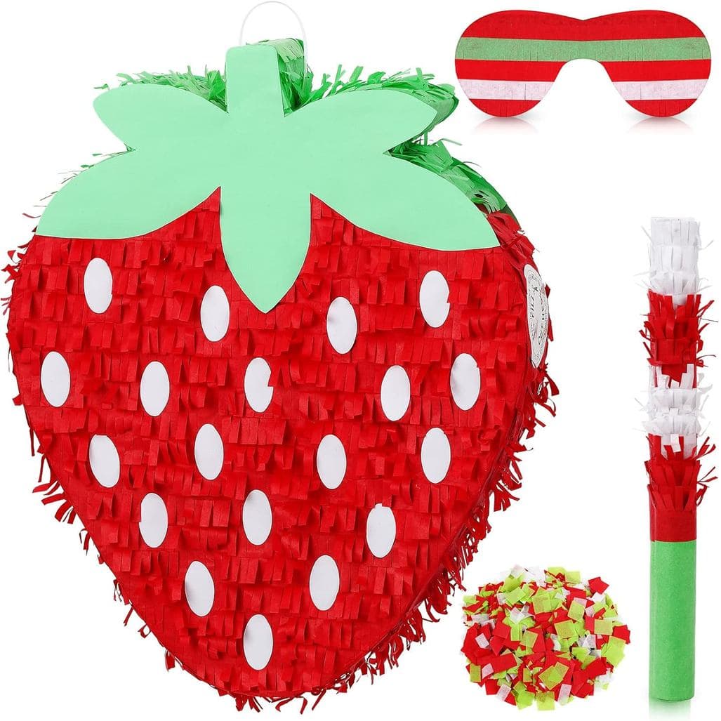 Piñata de Morango Vermelho para Crianças, Decorações de Festa de Aniversário de Morango, Piñata para Chá de Bebê, Suprim