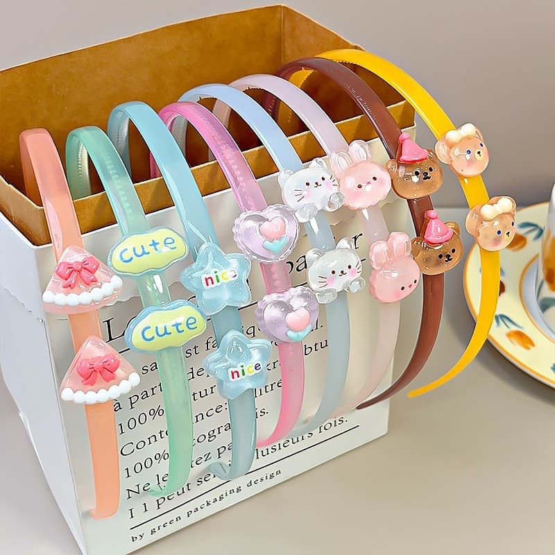 Verão crianças bandana geléia cor dos desenhos animados acrílico bandana meninas com dentes Anti-deslizamento cabelo das