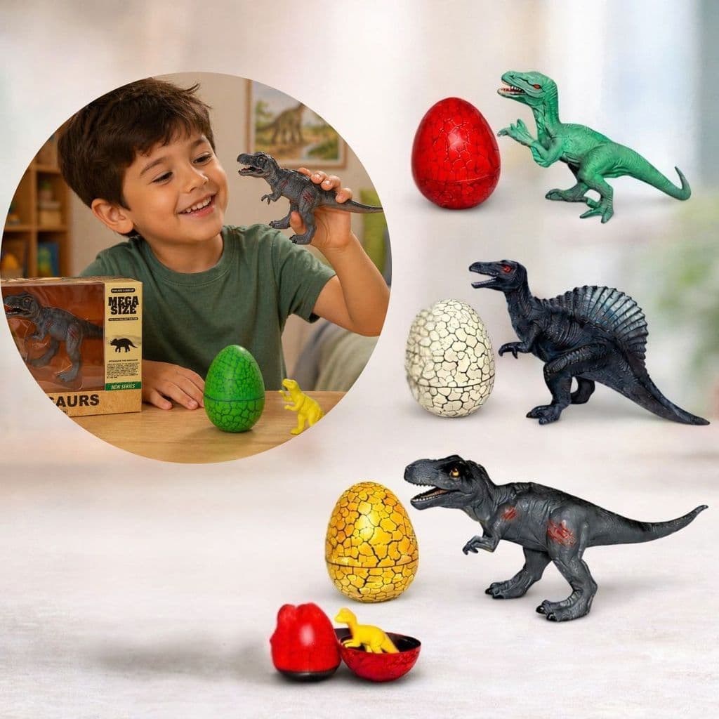 Brinquedo Dinossauro De Borracha Com Ovo Surpresa Filhote Mini Dino Infantil