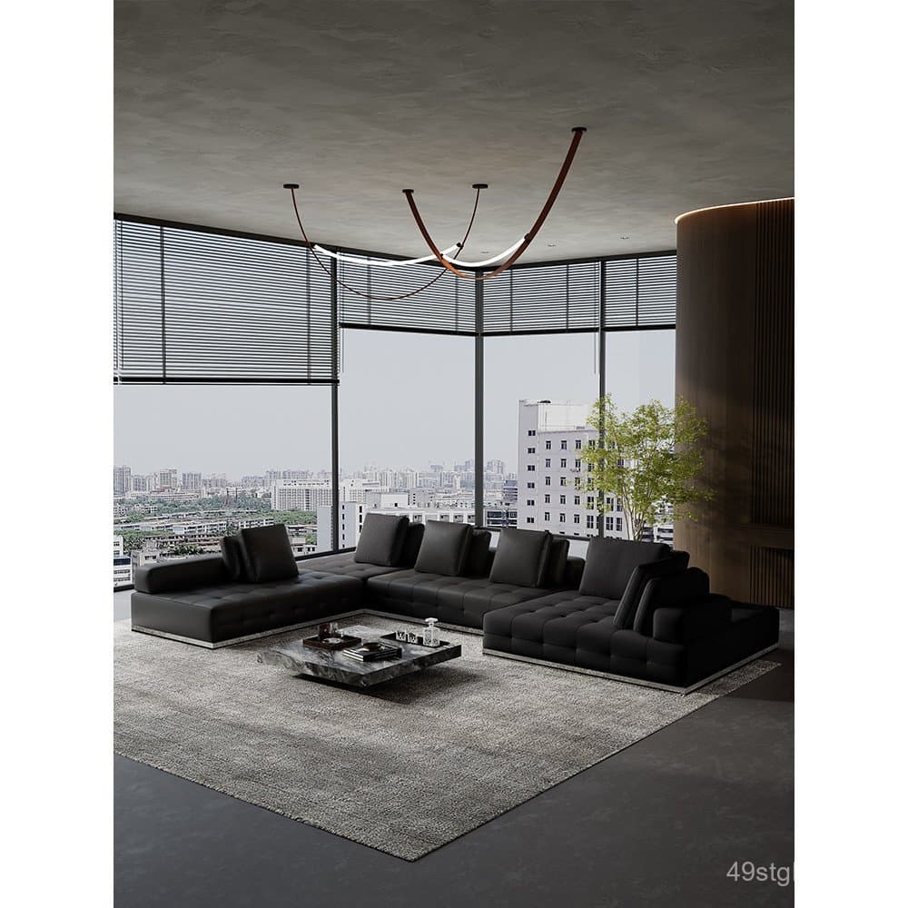 O sofá de couro Lawrence é um modelo de alta qualidade, elegante e de design reto para a sala de estar, um novo modelo d