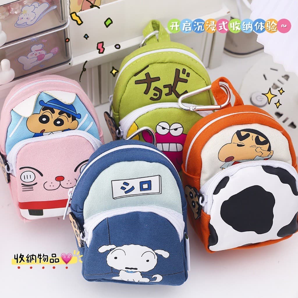 Crayon shin-chan moeda bolsa dos desenhos animados bonito shin-chan moeda bolsa caso chave saco de escola pequeno pingen