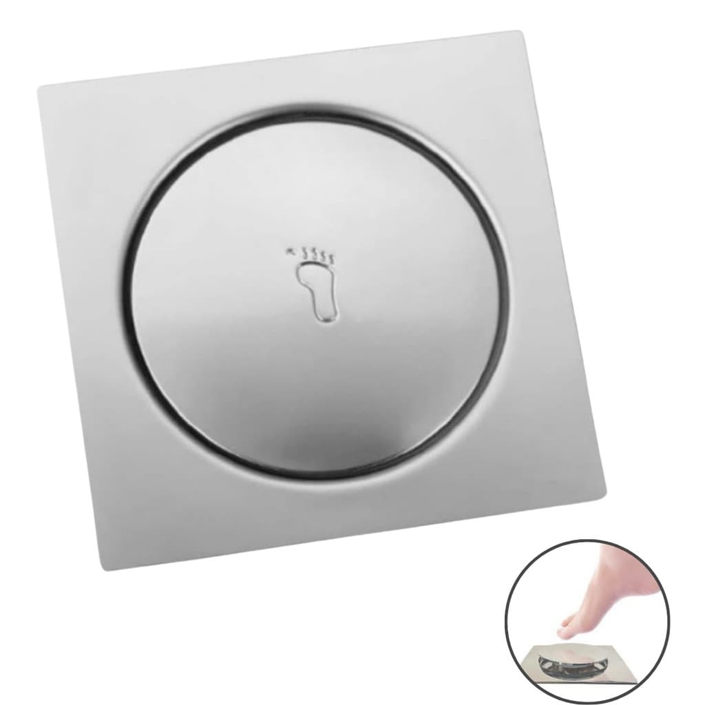 Ralo Click Inteligente Inox Quadrado 9,4x9,4cm para Banheiro