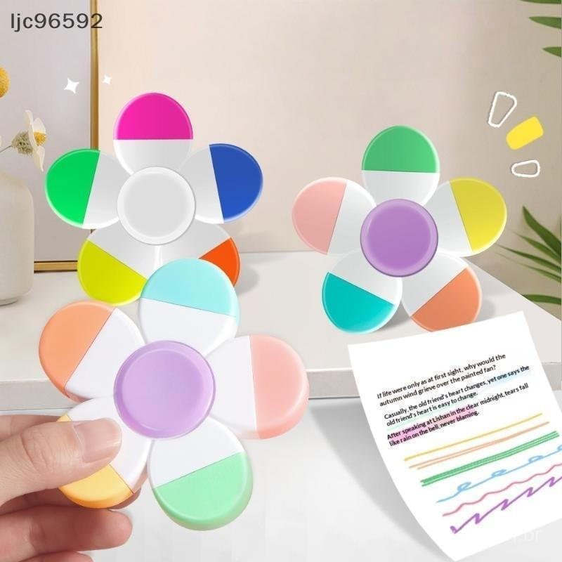 [ljc] 1 Unidade De Cores Aquarela Em Formato De Flor Canetas Fluorescentes 5 1 Caneta Alta Espiral Na Ponta Do Dedo Para