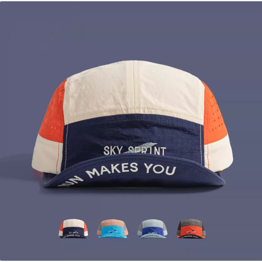 Boné Five Panel Aba Curta Malha Bordado Moda Corrida Ciclismo Praia Camping Masculino Feminino Chapéu