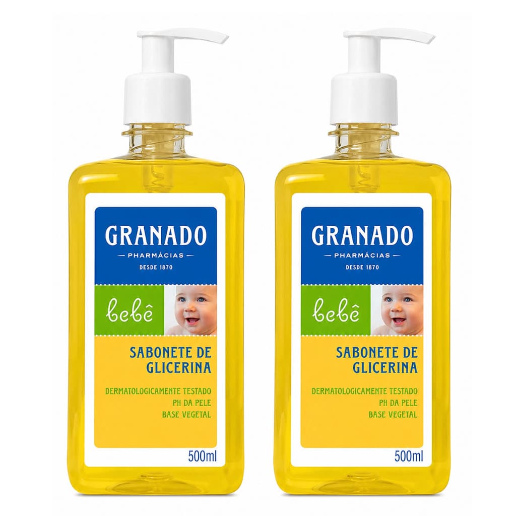 Kit 2x Sabonete Líquido de Glicerina Granado Bebê 500ml  Suave Hidratante e Seguro para Uso Diário