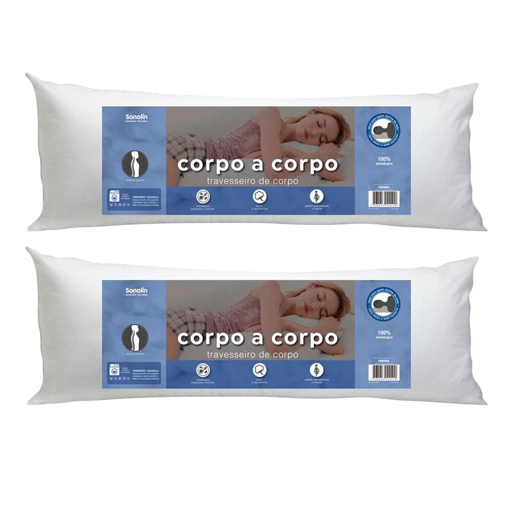 Travesseiro Corpo a Corpo 135x50cm  2 Unidades Sonolin