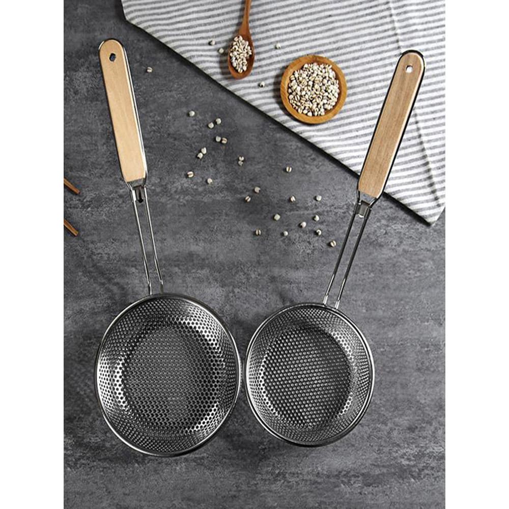 Cozinha engrossado escorredor de aço inoxidável doméstico macarrão pesca bolinho coador colher filtro malha grande frita