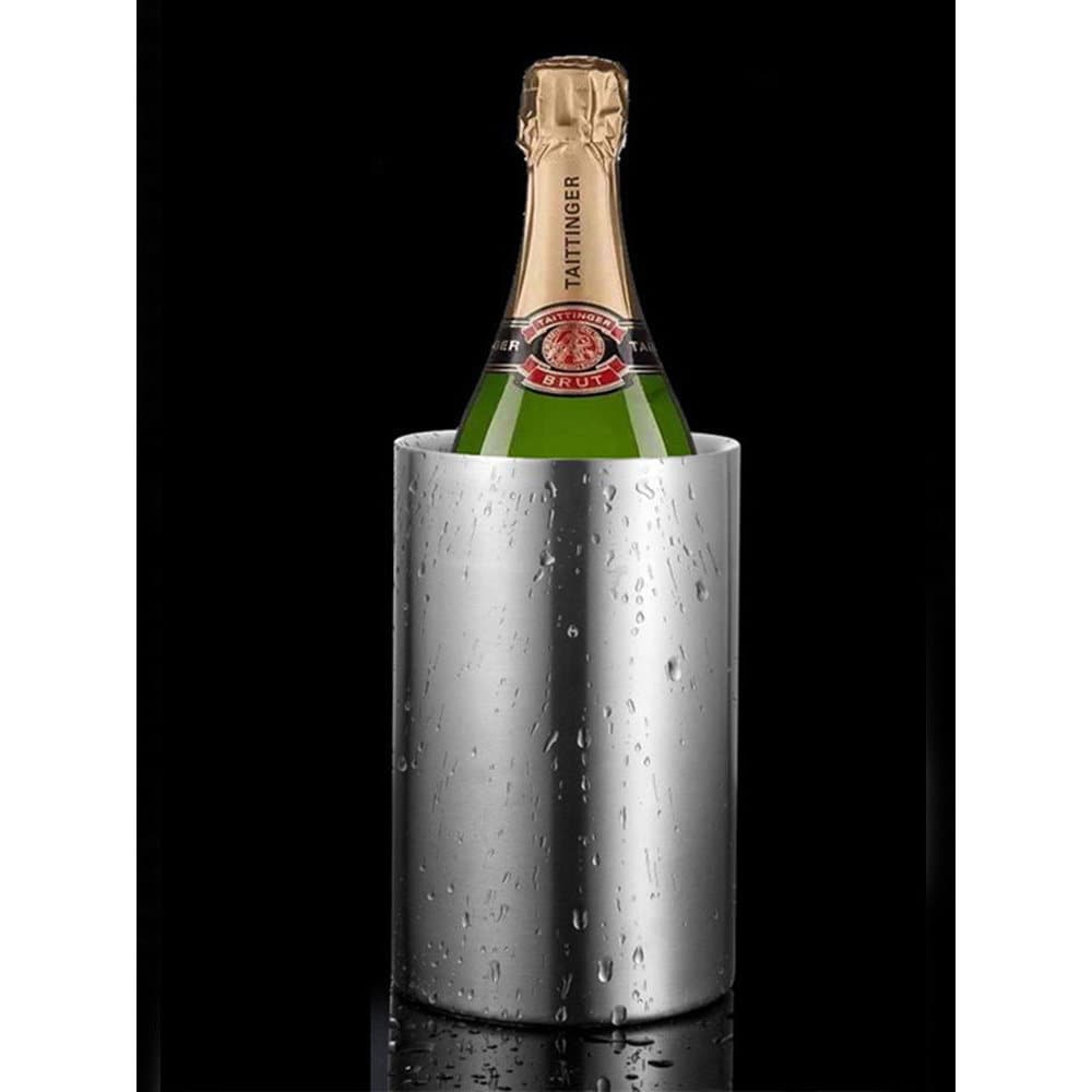 Balde de gelo reto de aço inoxidável duplo espessado Balde de vinho Balde de isolamento de Bar Balde de gelo de vinho br