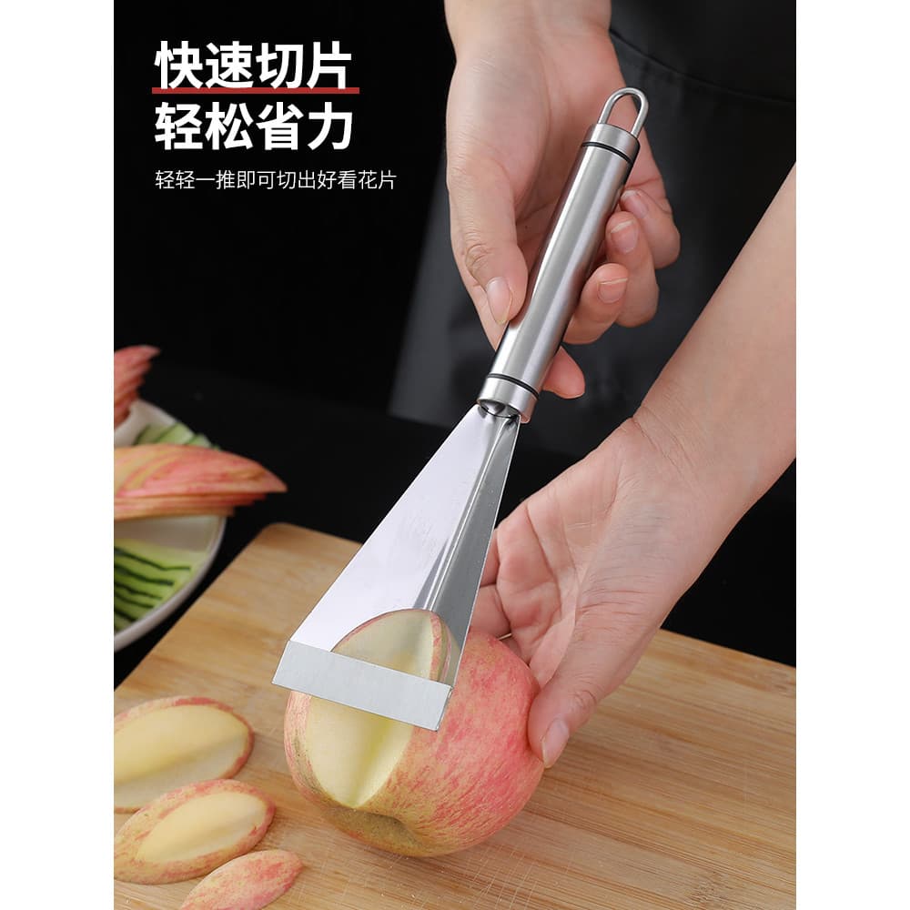 Triângulo faca de escultura de frutas doméstico aço inoxidável maçã empurrar faca Chef prato frutas ferramenta útil mold