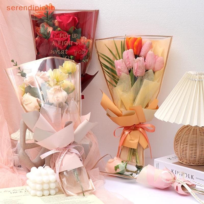 [serendipiahb] 20/30/50 Unidades Envoltórios De Flores Coloridos Bolsa Transparente Para Buquê À Prova D'água DIY Presen