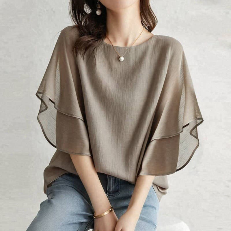 Blusa Casual De Chiffon Combinada Para Mulheres