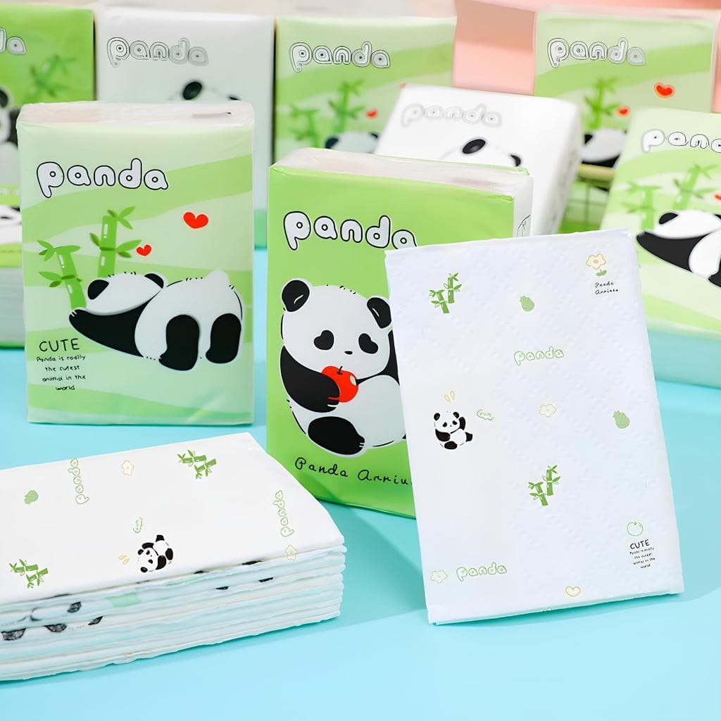 [Marca autêntica] lenço de papel Panda com padrão tecido estudante portátil pequeno saco de papel crianças escola tecido