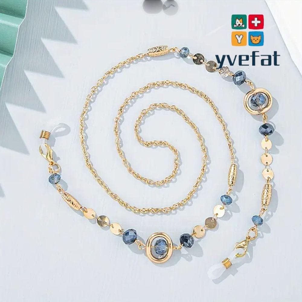 Corrente De Óculos De Leitura YVEFAT , Tiras De Cordão Sol Azul Oceano Com Strass , Acessórios Para
