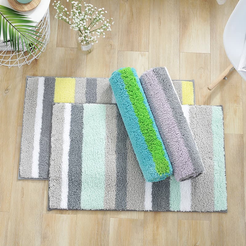 Tapete listrado fresco para porta de entrada, tapete para pés, casa, quarto, banheiro, porta absorvente