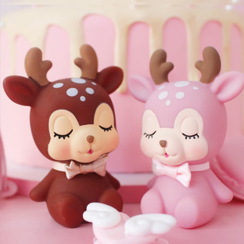 Enfeites de decoração de bolo de cozimento rosa bonito cervo rosa cavalo de balanço pequeno príncipe festa de aniversári