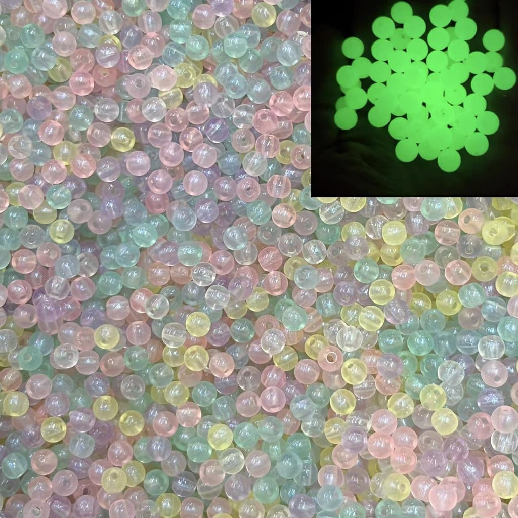 180npçs Miçanga Efeito Luminoso 8mm-50g-colorido