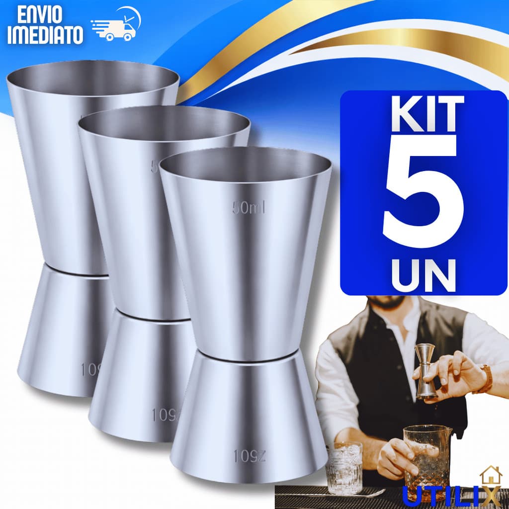 Utensílios Dosador de Bebida Duplo para Drink Inox 25ml 50ml Bar Drinks Bebidas Barman Praticidade