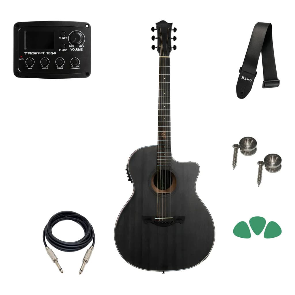Violão Tagima Og-33 Bk Aço Preto Acústico Folk Preto Destro