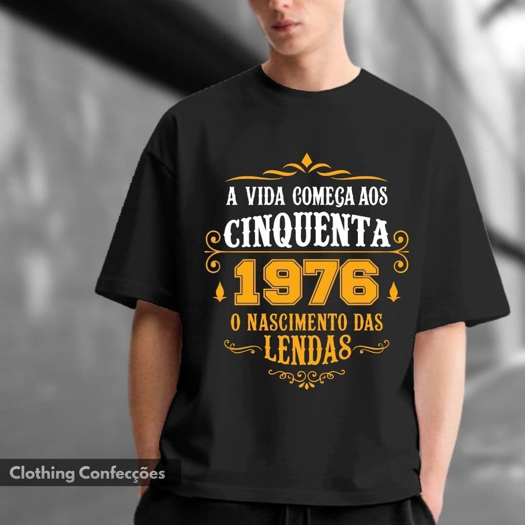 Camiseta Personalizada 1976 Nascimento Das Lendas Presente Pai Aniversário 50 Anos Edição Limitada Camisa básica Unissex