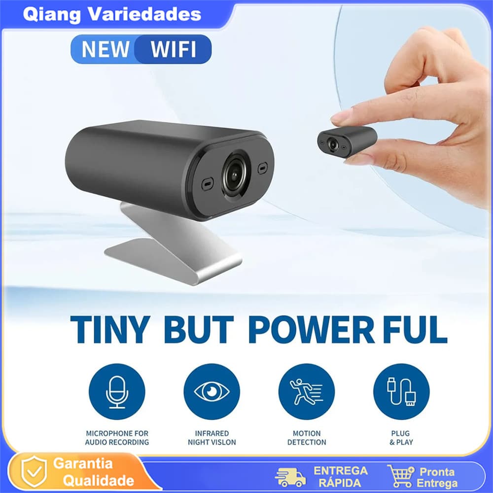 Mini Câmera Segurança Wifi Visão Noturna Áudio Hd