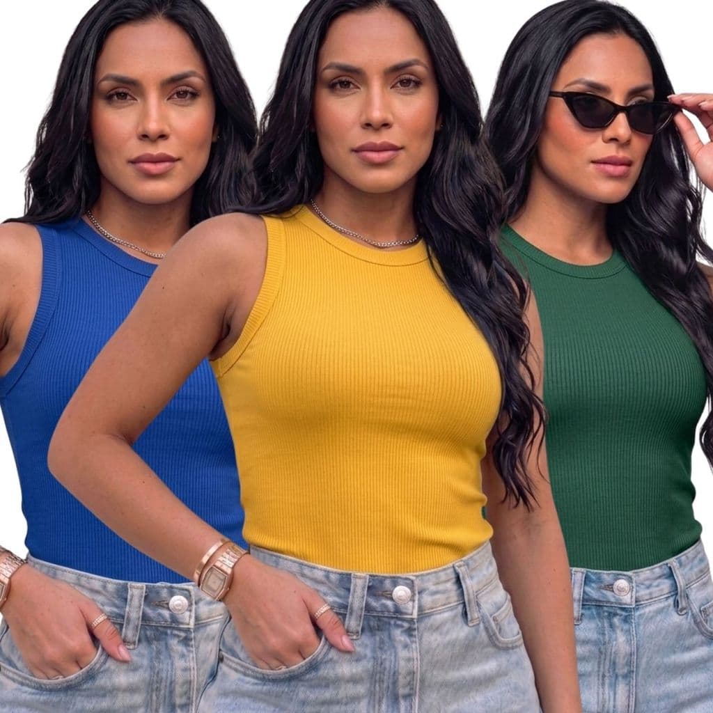 Regata Feminina Canelada Ribana Ajuste Perfeito no Corpo