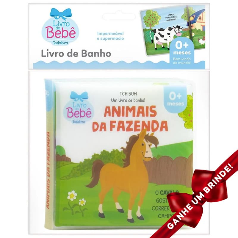 Livro Tchibum Um livro de banho! Animais da Fazenda SBN Crianças Filhos Infantil Desenho