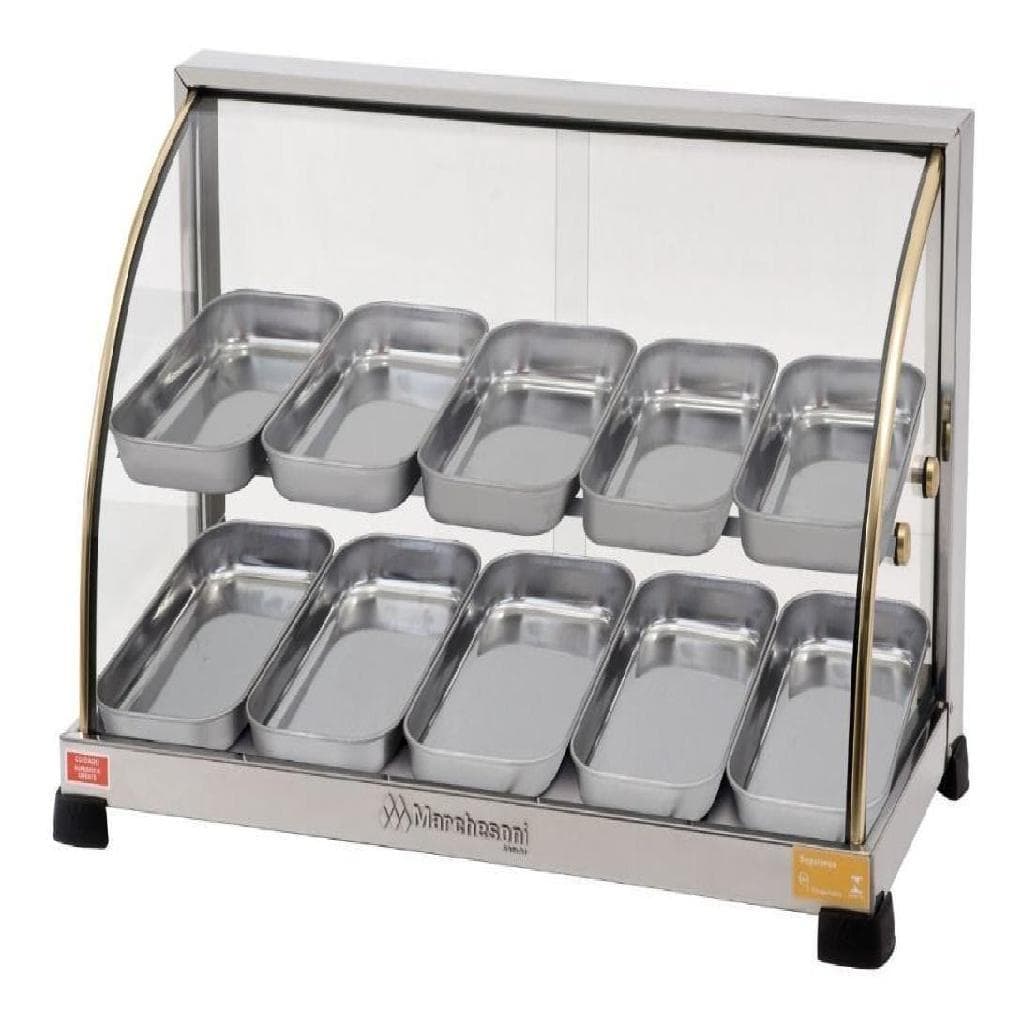 Estufa para Salgado Vitrine Aquecedora Linha Ouro 10 Bandejas Dupla 220v Marchesoni