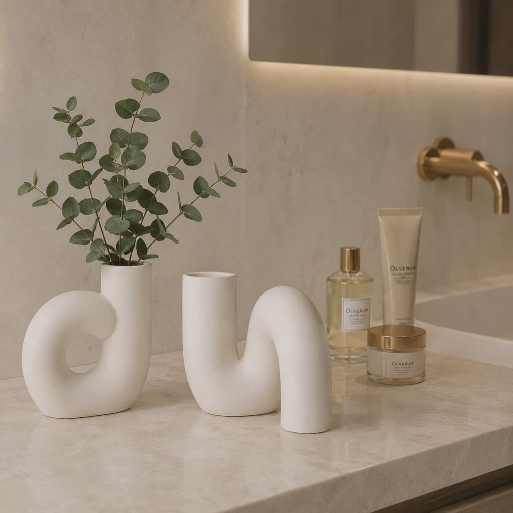 Conjunto 2 Vasos Escultura Nórdica Minimalista Escritório Kit Oasis
